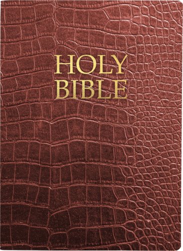 KJVER Holy Bible, Large Print, Walnut Alligator Leather