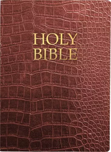 KJVER Holy Bible, Large Print, Walnut Alligator Leather