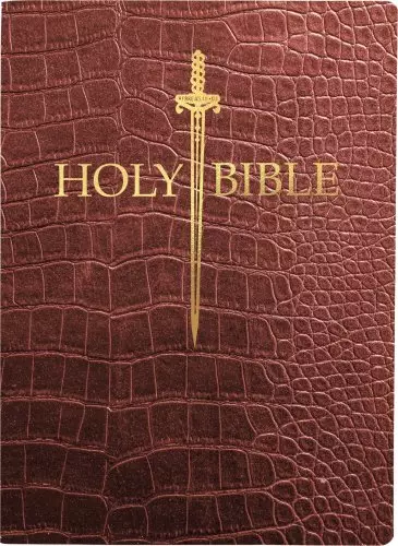 KJV Sword Bible, Large Print, Walnut Alligator Bonded Leather, Thumb Index: (Red Letter, Burgundy, 1611 Version)