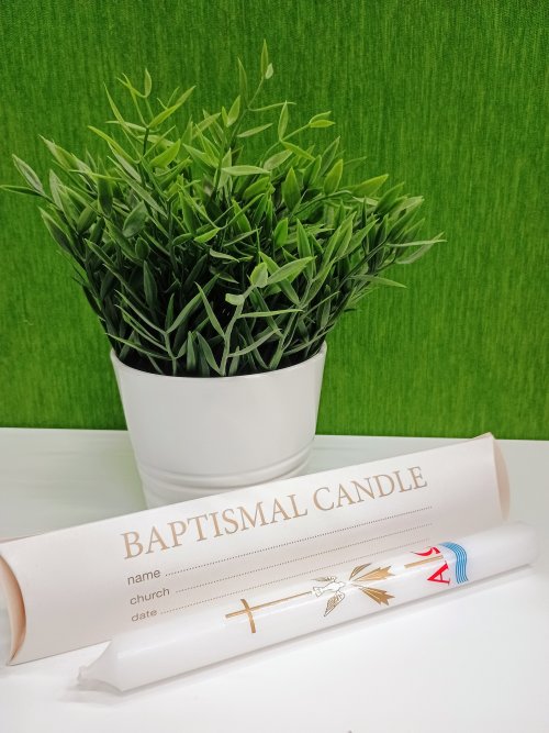 Pack of 12 Baptism Candles 9 x 7/8 Inch (Alpha & Omega)