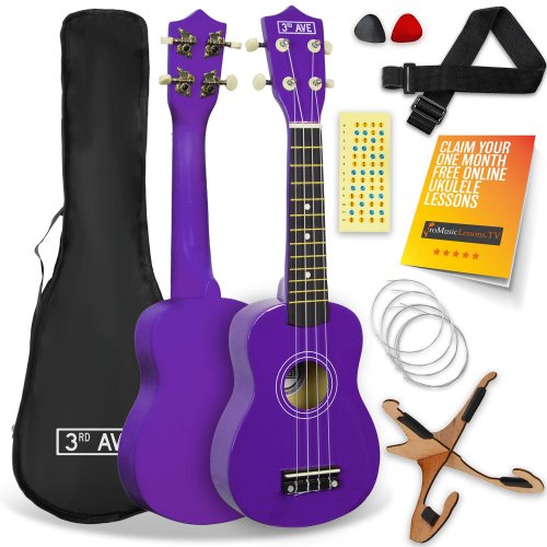 3rd Avenue Soprano Ukulele Pack - Purple