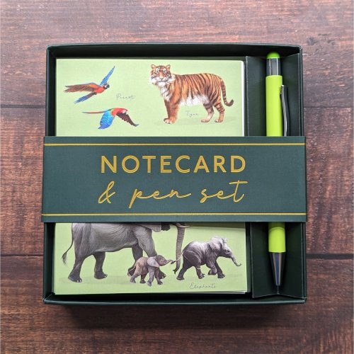 Notecard And Pen Set Boxed - Patricia Maccarthy Jungle Green