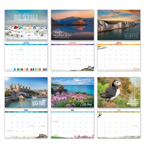 Inspirational Coastal Calendar 2025 with Bible verses on every page