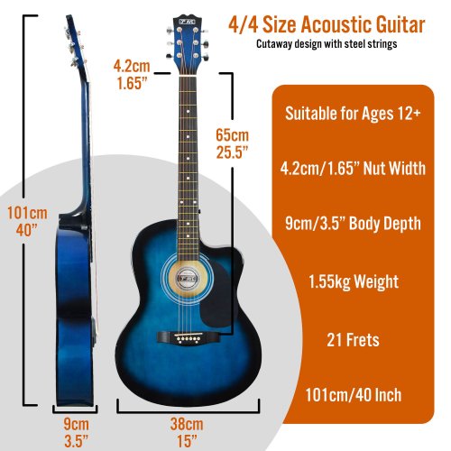 3rd Avenue Cutaway Acoustic Guitar Pack - Blueburst