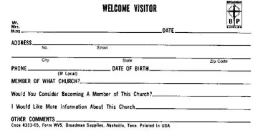 Guest Card - Information for the Pastor