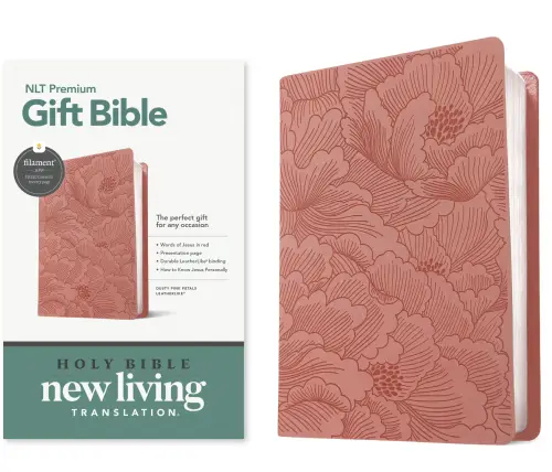 Premium Gift Bible NLT, Filament Enabled (LeatherLike, Dusty Pink Petals, Red Letter)