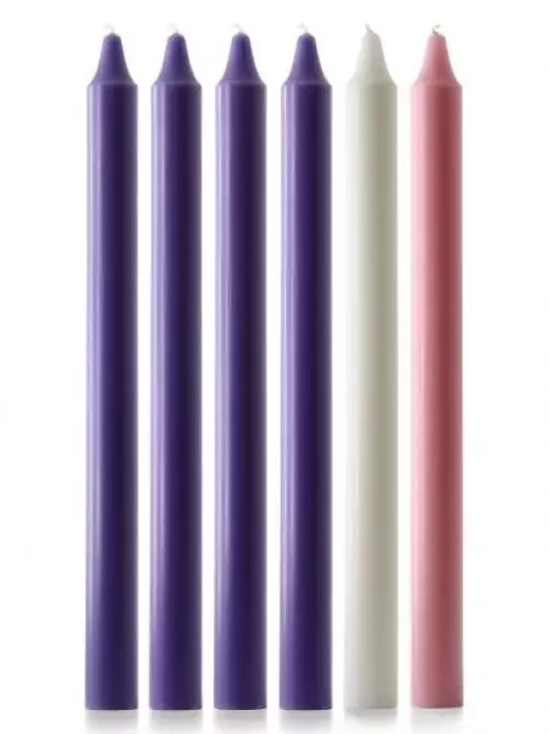 15" x 1 1/8" Advent Candle Set - Purple, Pink & White