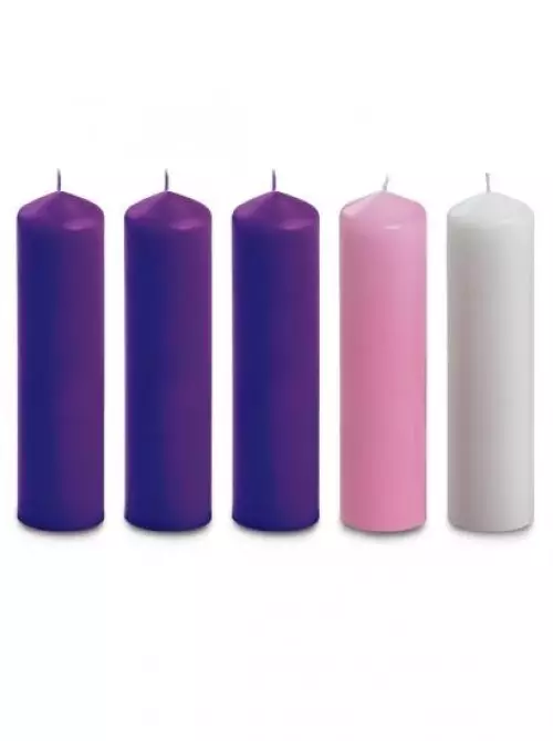 8" x 2" Advent Candle Set - Purple, Pink & White