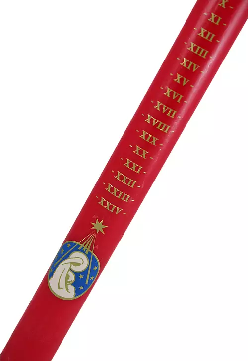 38cm Large Red & Gold Advent Candle with Mother & Child - Single