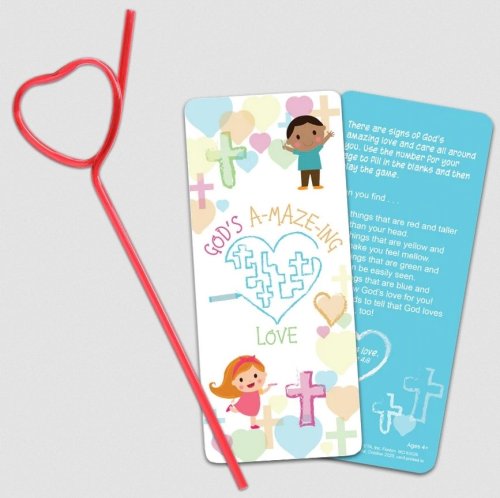 Bookmark & Heart-Shaped Fun Straw - God's A-MAZE-ing Love