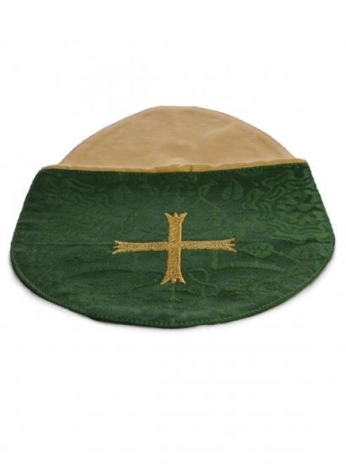 Collection Bag, Green with Gold Cross