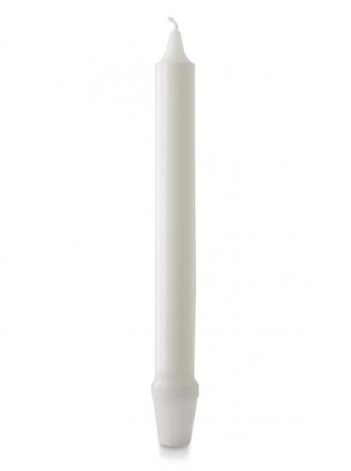 9" Self Fitting Candelabra Candle, White - Pack of 12