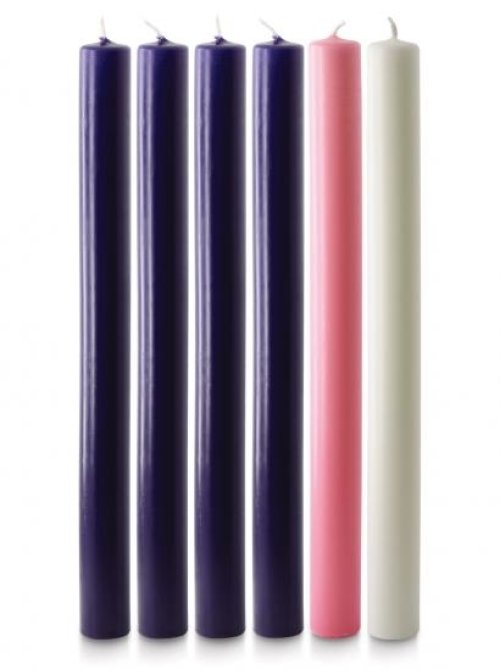 12" x 1" Advent Candle Set - Purple, Pink & White