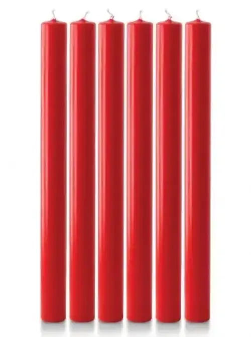 Red Advent Candle Set (12" x 1") - Pack of 6 (Over Dipped)