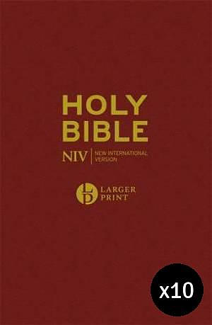 NIV Larger Print Burgundy Bible - Pack of 10