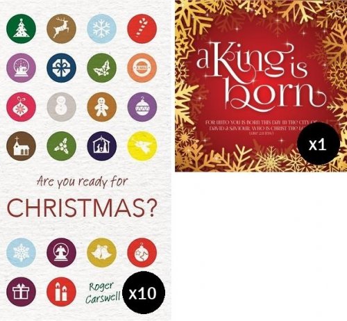 A King is Born Christmas Cards & Are you ready for Christmas? Tract Bundle