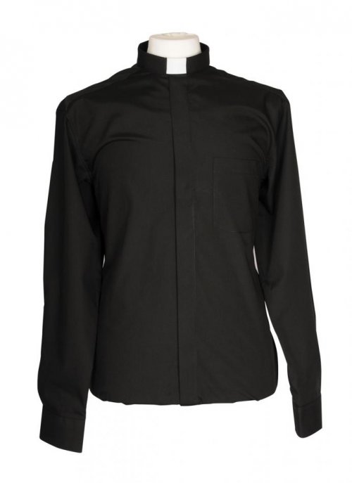 Black Clerical Shirt Long Sleeve - 18.5" Collar