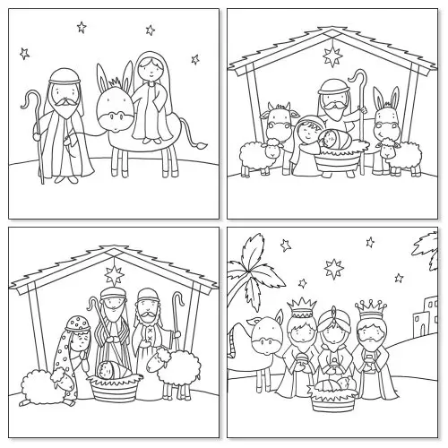 Nativity Colouring Charity Christmas Cards (Pack of 20)