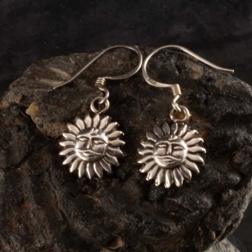 Sun Nepalese Silver Earrings