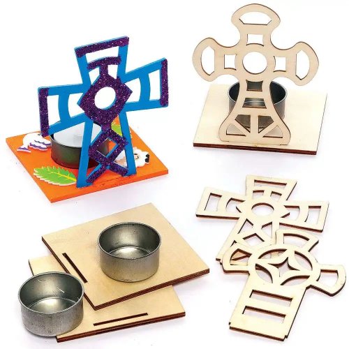 Cross Wooden Tealight Holder Kits