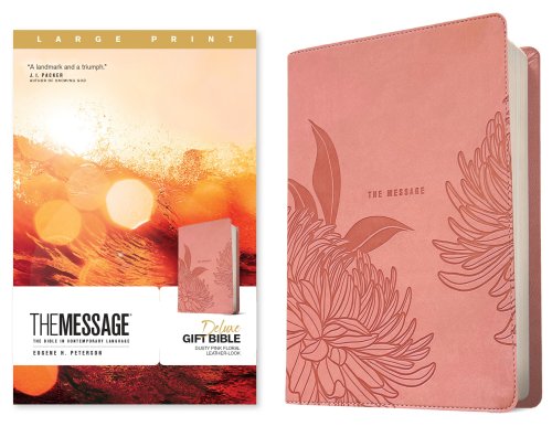 Message Deluxe Gift Bible, Large Print (Leather-Look, Dusty Pink Floral)