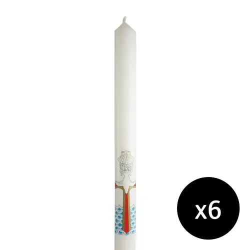 Pack of 6 Baptismal Candles 12 x 7/8 Inch - White Cathedral