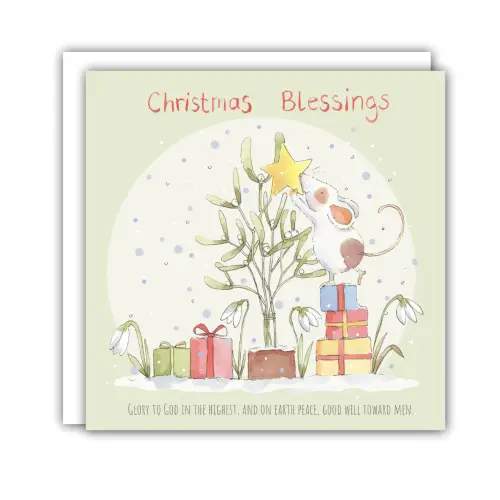 Mistletoe Mouse (Blank Inside) Christmas Cards (Pack of 5)