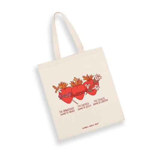 Holy Family Hearts Tote Bag