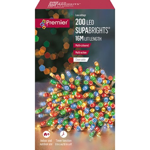 200 Multicoloured LED Supabrights Plug In Lights