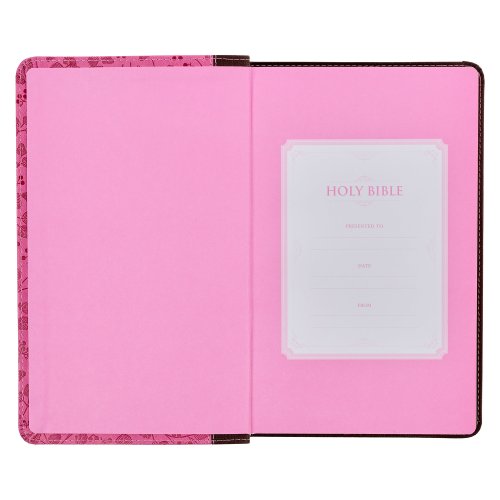 Brown and Berry Pink Faux Leather Giant Print Standard-size King James Version Bible with Thumb Index