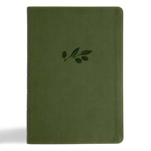 CSB Giant Print Single-Column Bible, Olive LeatherTouch