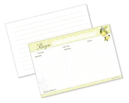 Recipe Cards-Lemon Grove (Pack Of 36)