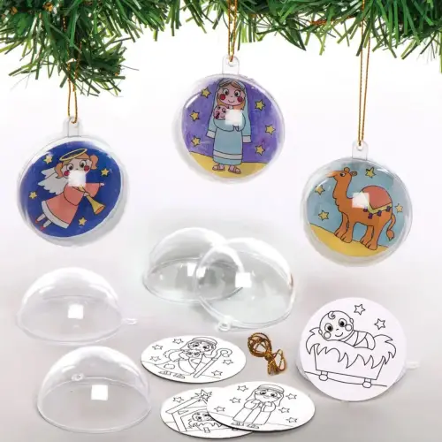 Nativity Colour-in Baubles - Pack of 8