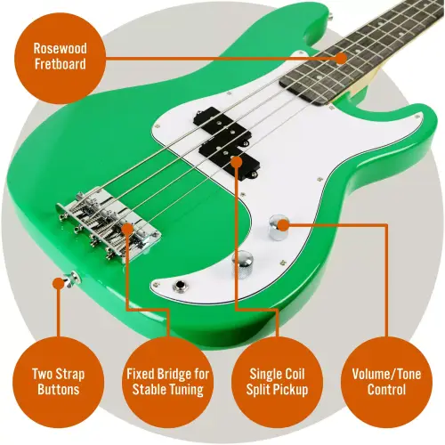 3rd Avenue Bass Guitar Pack - Green