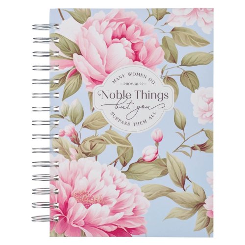 Journal Wirebound Pink Peony Noble Things Prov. 31:29