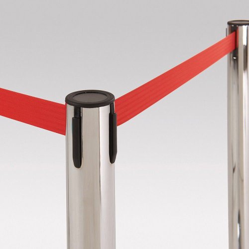 Retractable Barrier System with Chrome Pole & Red Barrier Tape