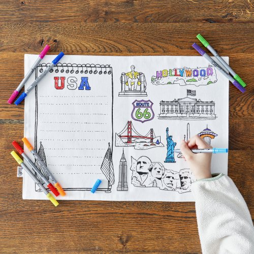 US Map Placemat to go - Colour in and Learn