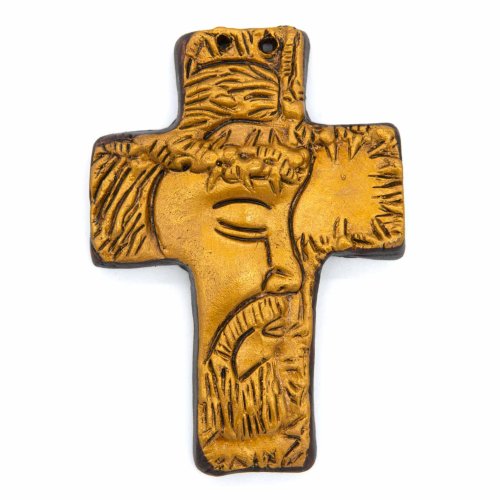 Jesus Face Cross - Small in Gold