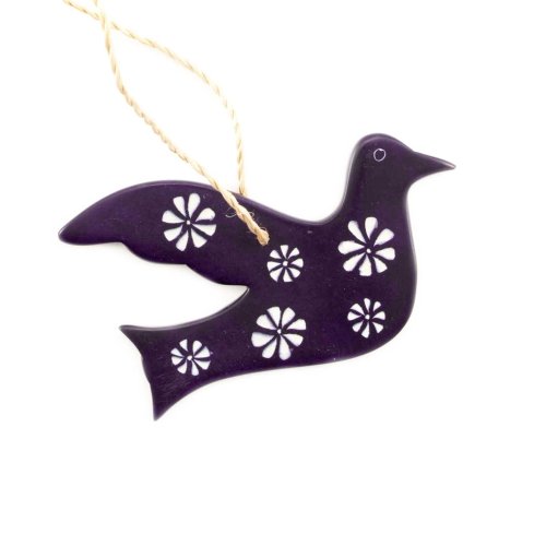 Dove Soapstone Christmas Decoration - Purple - Flower