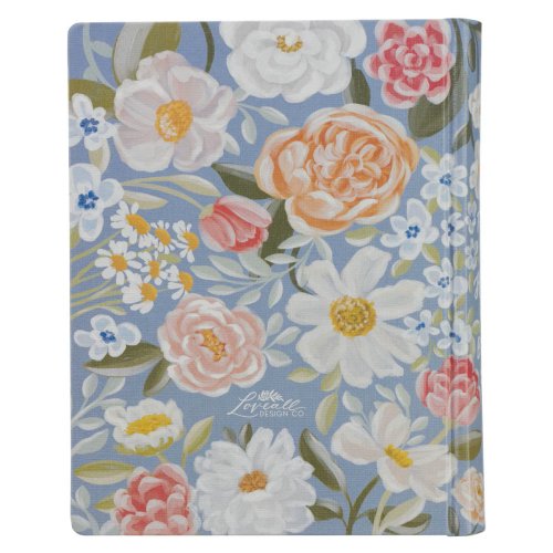 Blue Floral Hardcover Flora Collection Faux Leather King James Version Note-taking Bible - Colossians 3:2