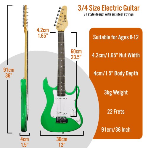 3rd Avenue 3/4 Size Electric Guitar Pack - Green