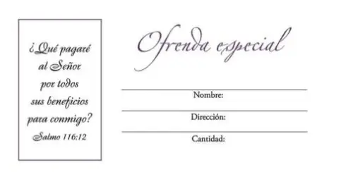 Sobre: Ofrenda especial (Special Offering)