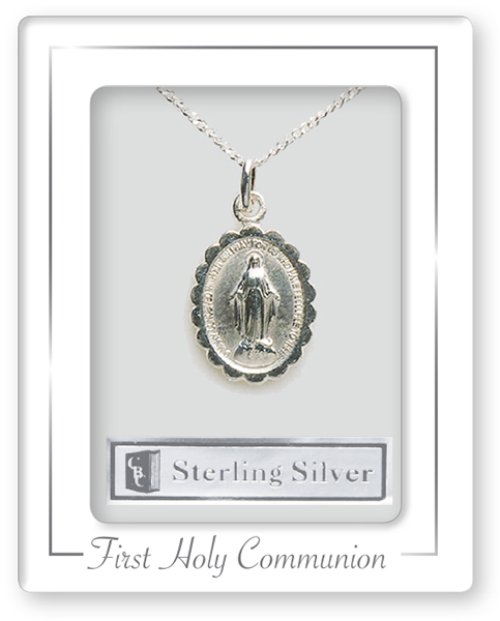 Miraculous Medal Silver Communion Necklet