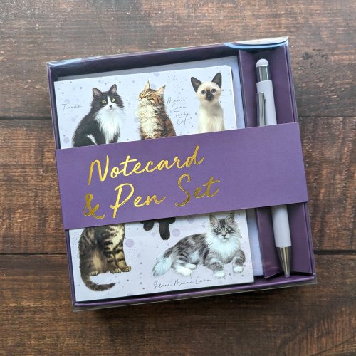 Notecard And Pen Set Boxed - Patricia Maccarthy Cats