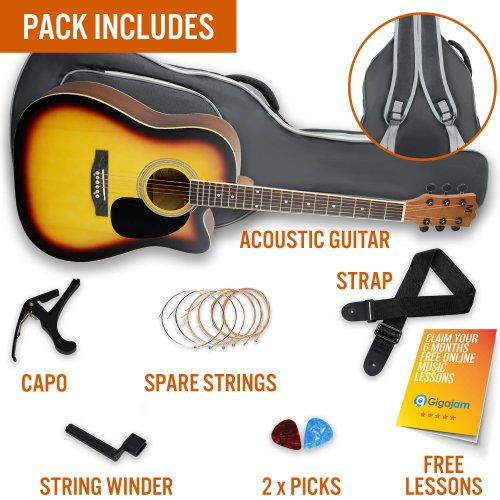 MX Cutaway Acoustic Guitar Pack - Sunburst