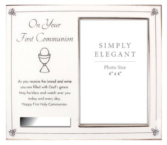 Metal Communion Photo Frame in a Silver Finish