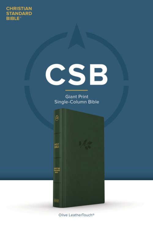 CSB Giant Print Single-Column Bible, Olive LeatherTouch