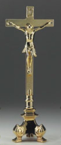 17 1/2" Brass Standing Crucifix