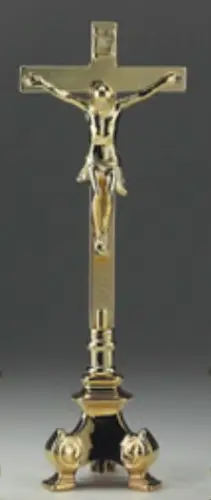 17 1/2 Inch Brass Standing Crucifix