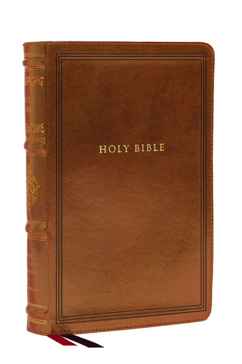 NKJV Large Print Reference Bible, Brown Leathersoft, Red Letter, Comfort Print (Sovereign Collection)